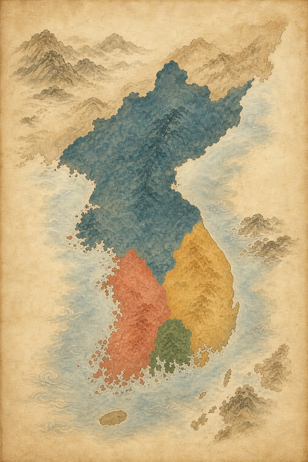 高句麗・百済・新羅・伽耶の主な位置関係を描いた模式図
